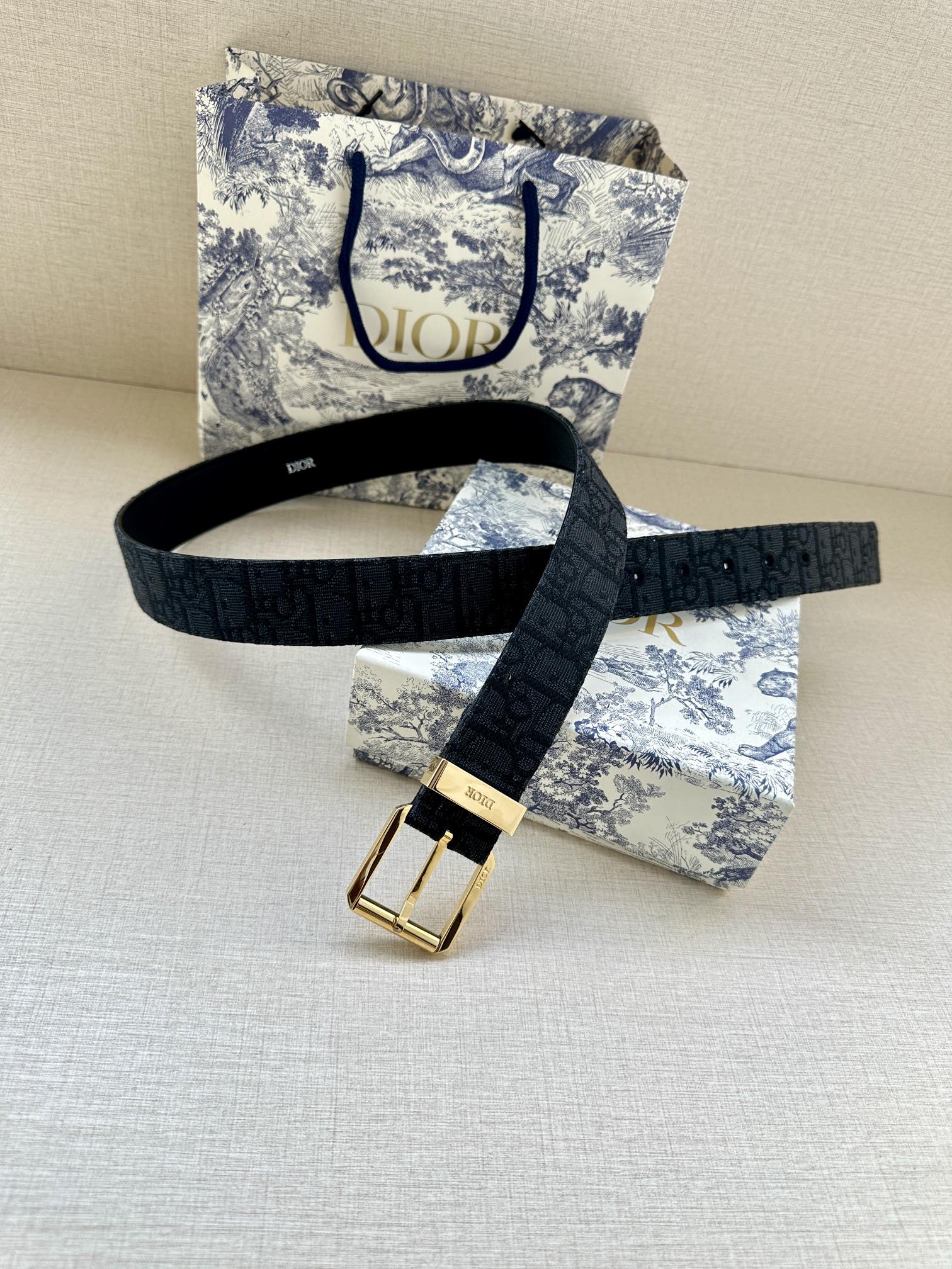 Dior Oblique Belt 35mm Jacquard and Grained Calfskin 208461