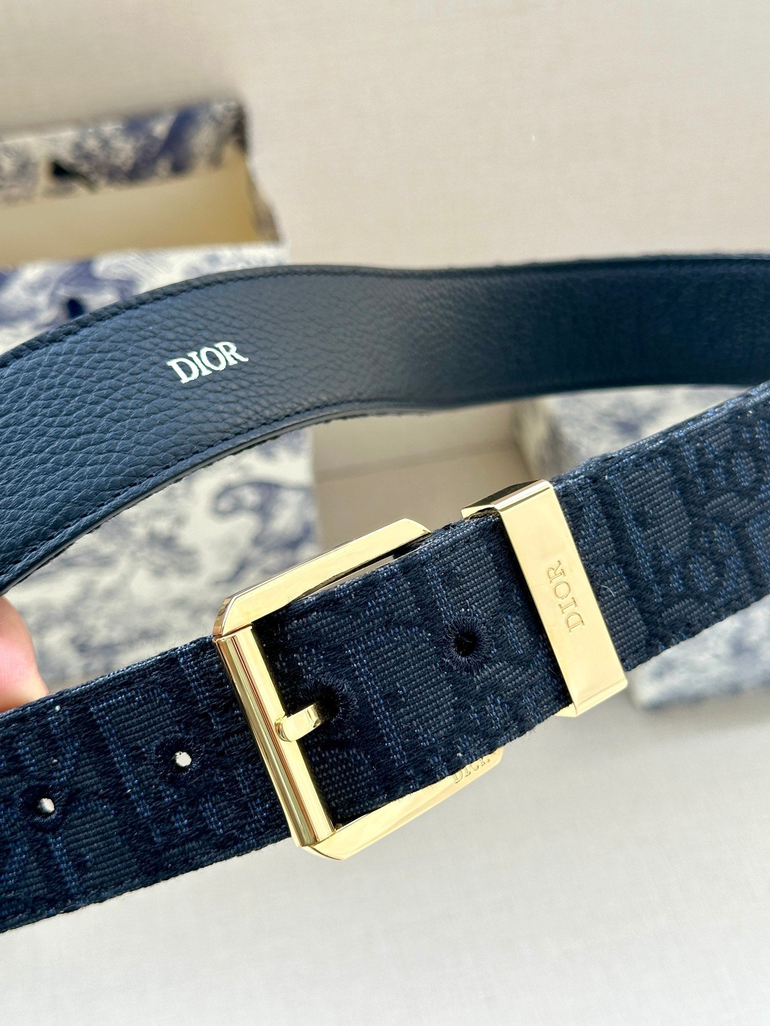 Dior Oblique Belt 35mm Jacquard and Grained Calfskin 208461