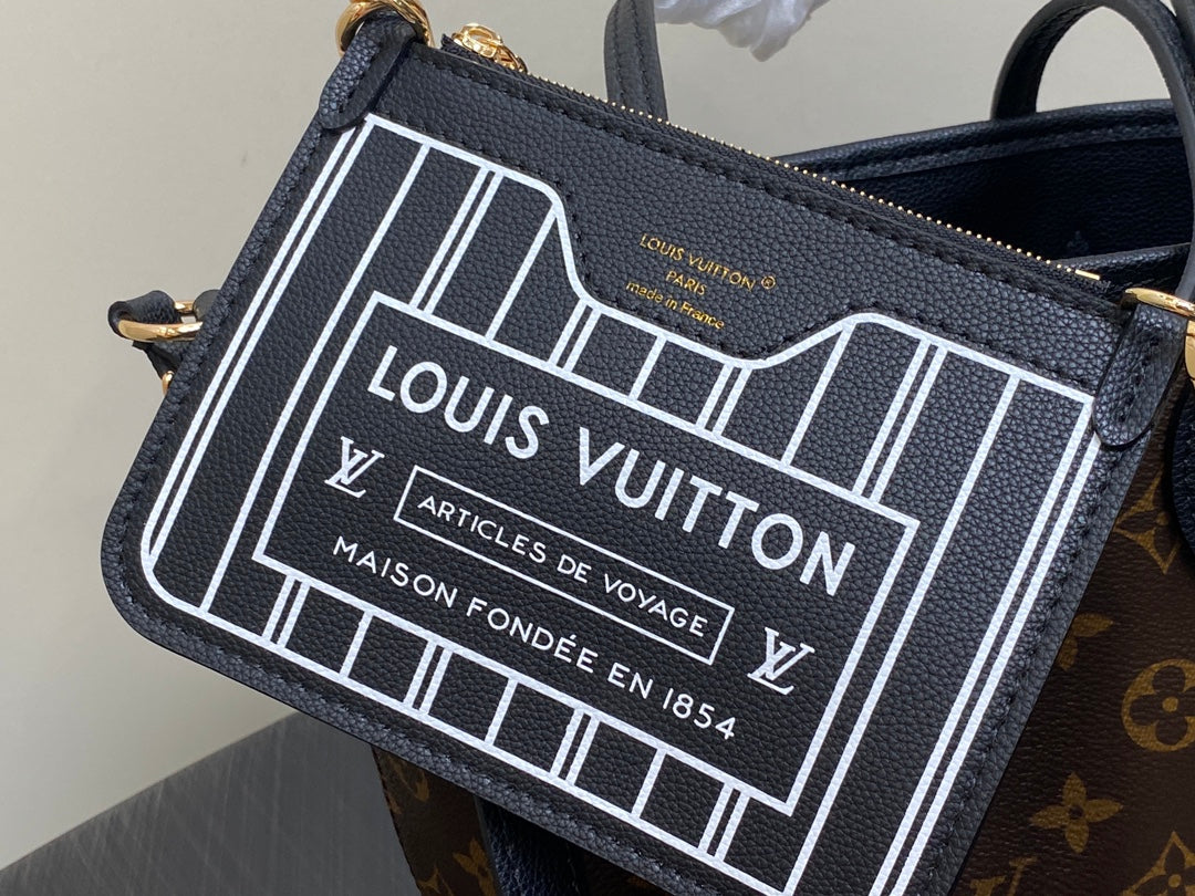 Neverfull 24 Bandoulière Inside Out BB Black Calfskin