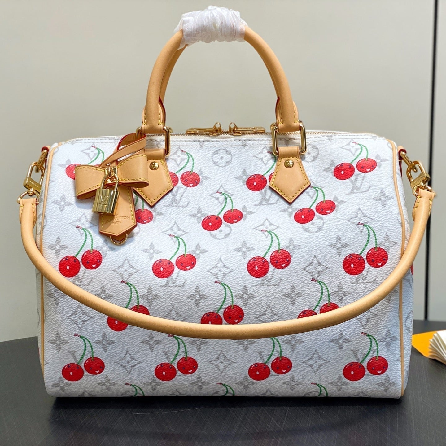 LV x TM Speedy Soft Bandoulière 30 Grey Monogram Cherry Canvas