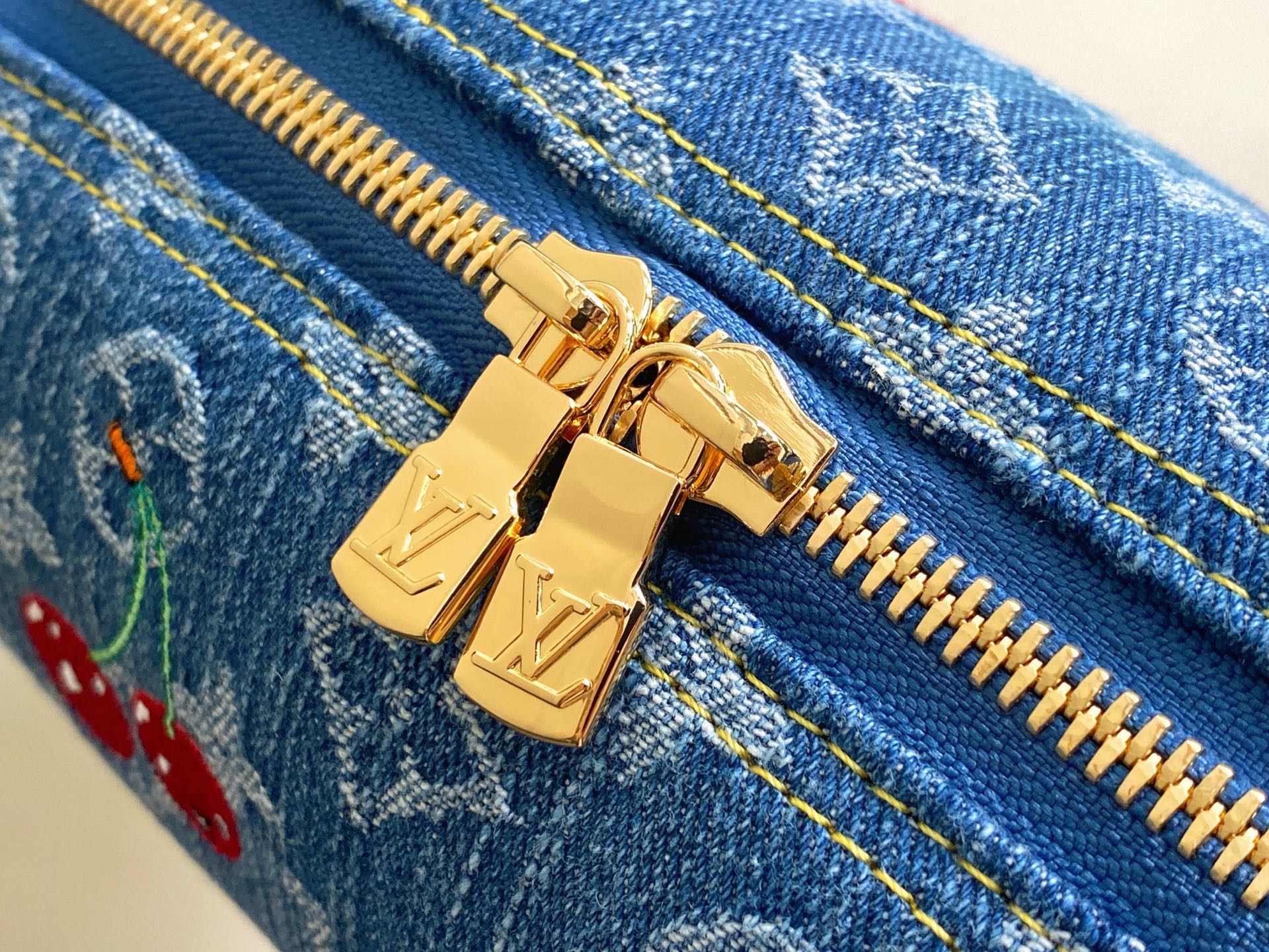 LV x TM Cosmetic Pouch GM 27cm Monogram Cherry Denim