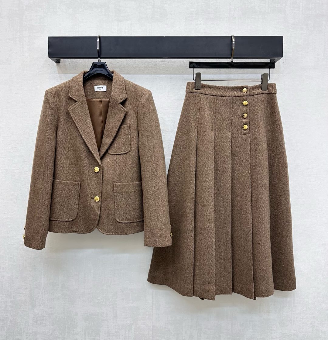 Celine 25 Separate Dress Brown Polyester  296718