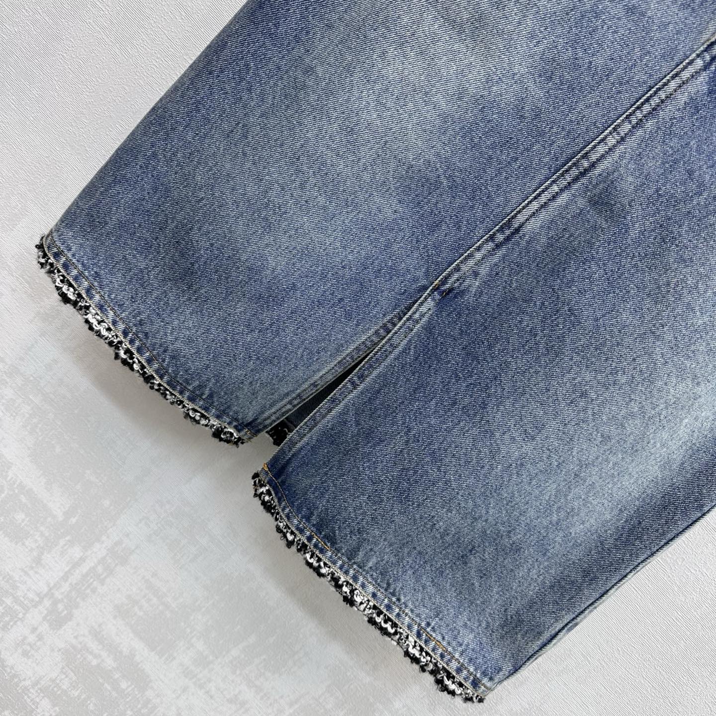 Chanel 2026 Patchwork Denim Midi Skirt Blue Cotton 363947