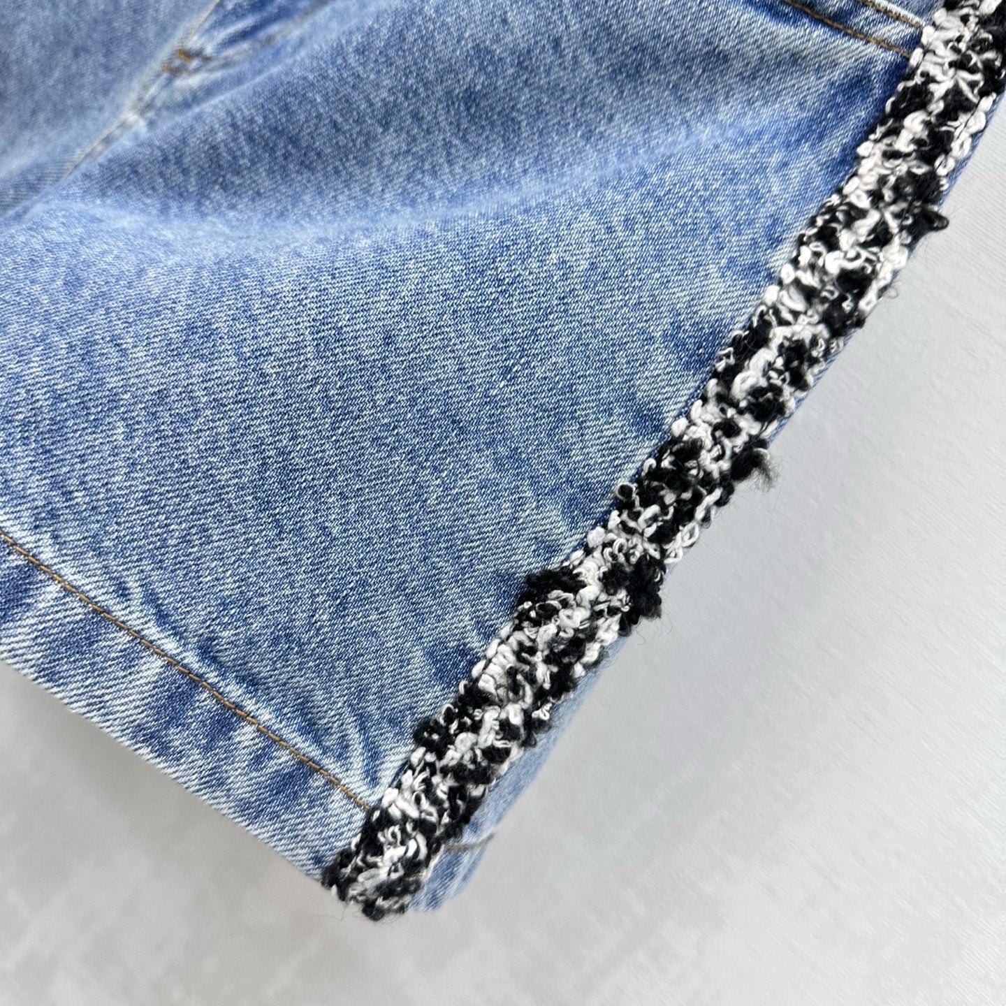 Chanel 2026 Patchwork and Hemmed Denim Shorts Blue Cotton 239252