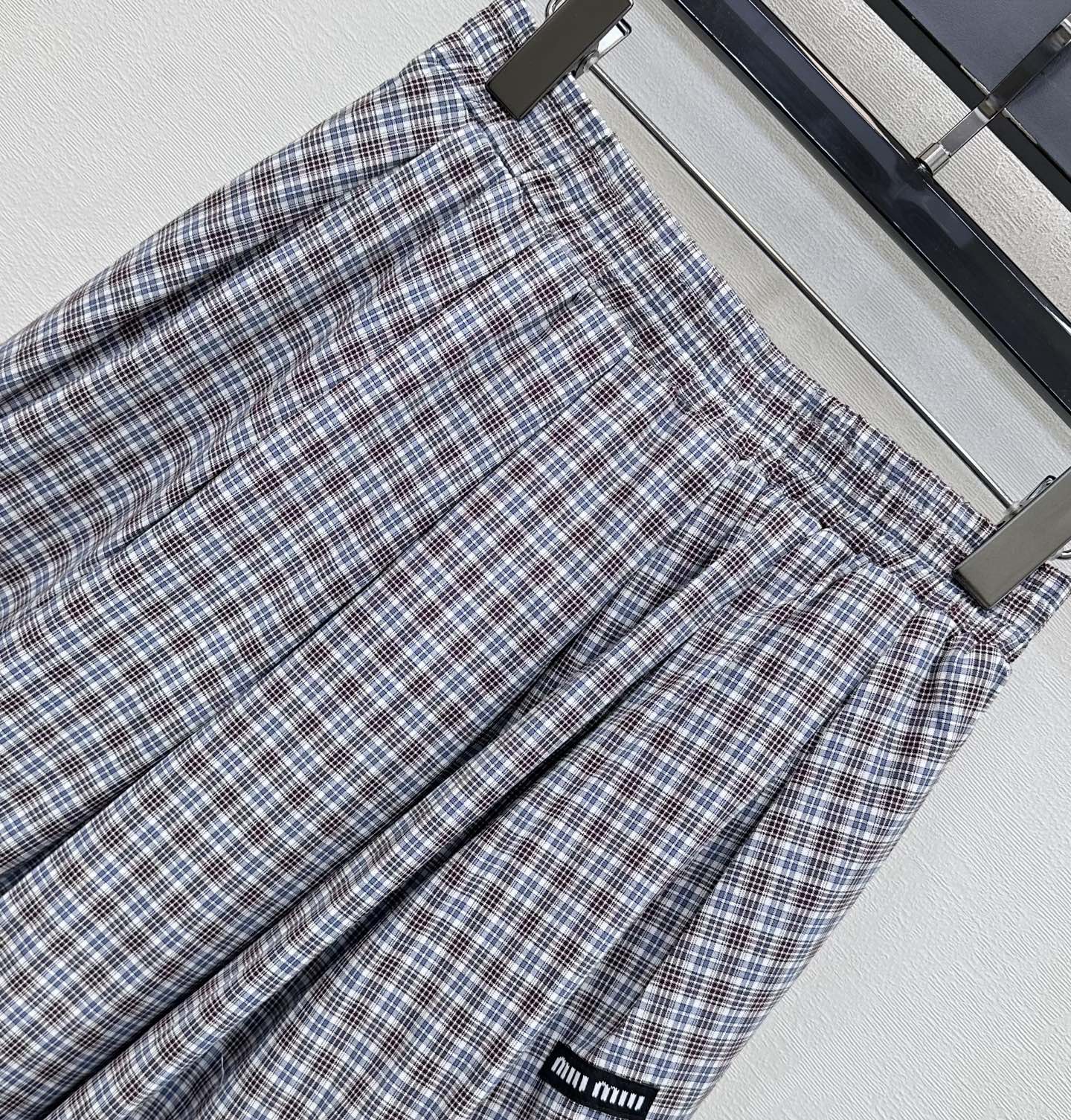 Miumiu 2026 Plaid Set Gray Cotton 410726