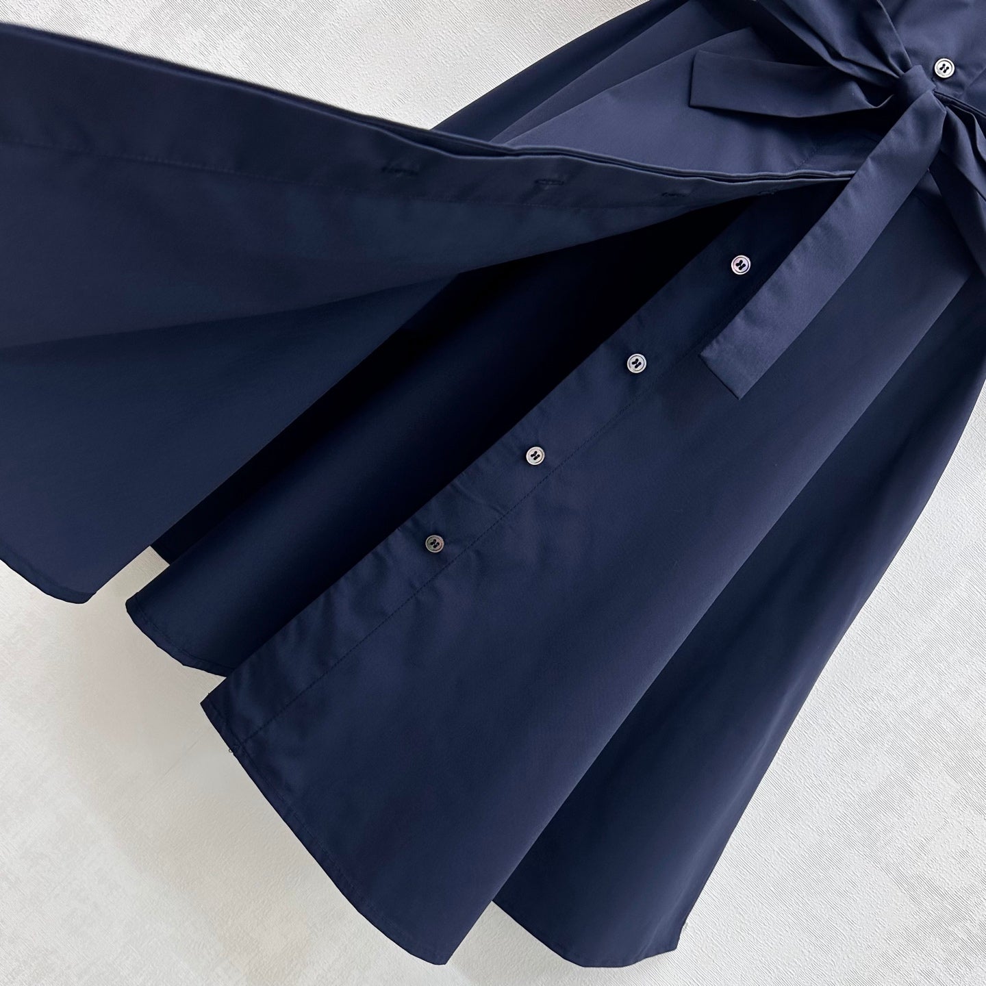 Dior 2026 Wave Embroidery Belt Dress Navy Cotton 627174