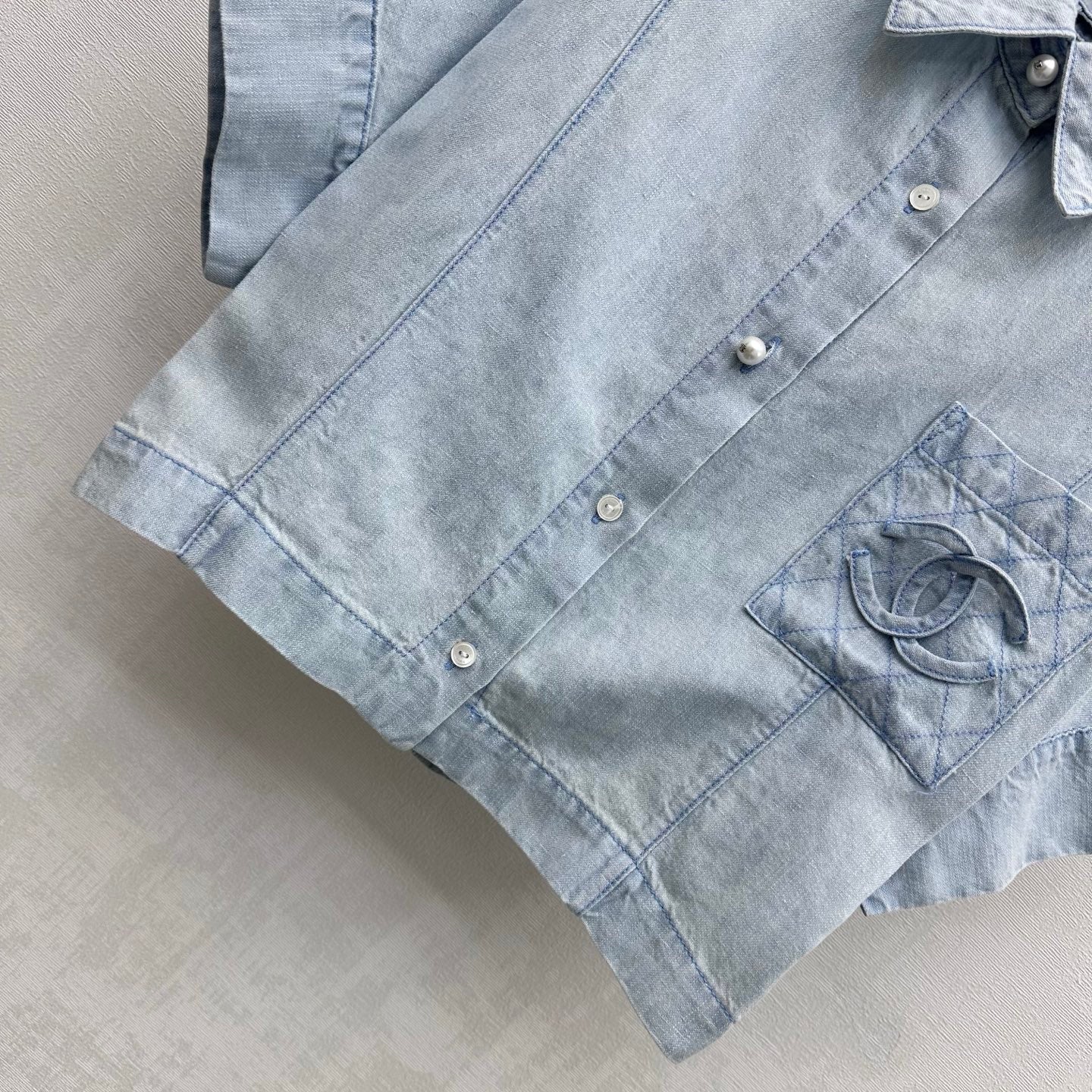 Chanel 2026 Demin Shirt Light Blue Cotton 636015