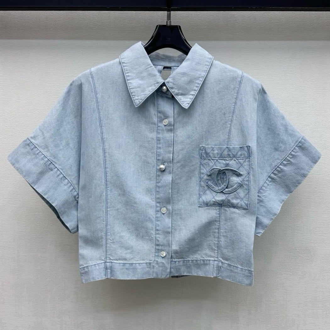 Chanel 2026 Demin Shirt Light Blue Cotton 636015