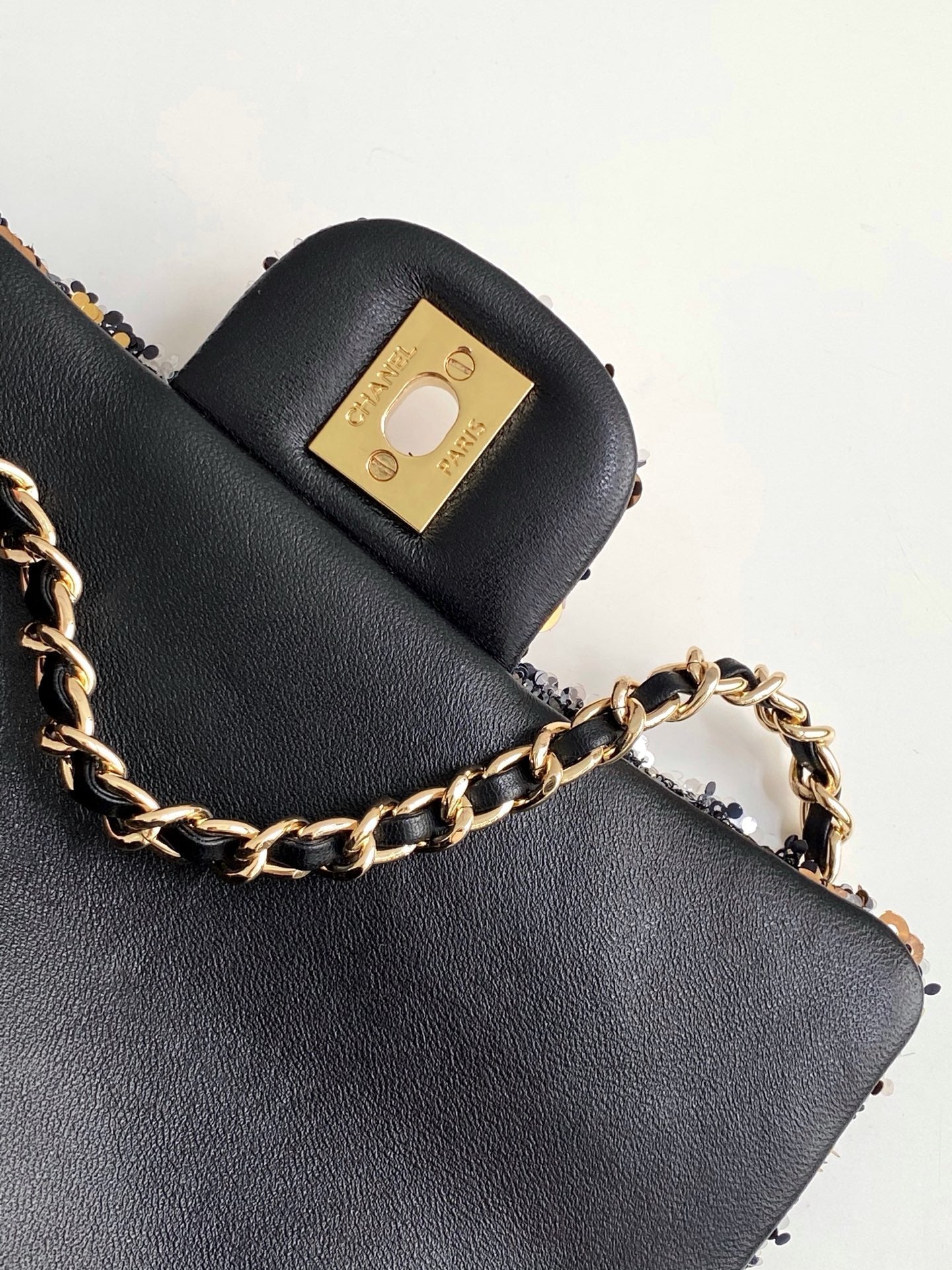 CC 25C Black Bronze Sequin Gold Hardware