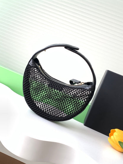 CC 25S Pouch Bag 17cm Black Mesh Calfskin