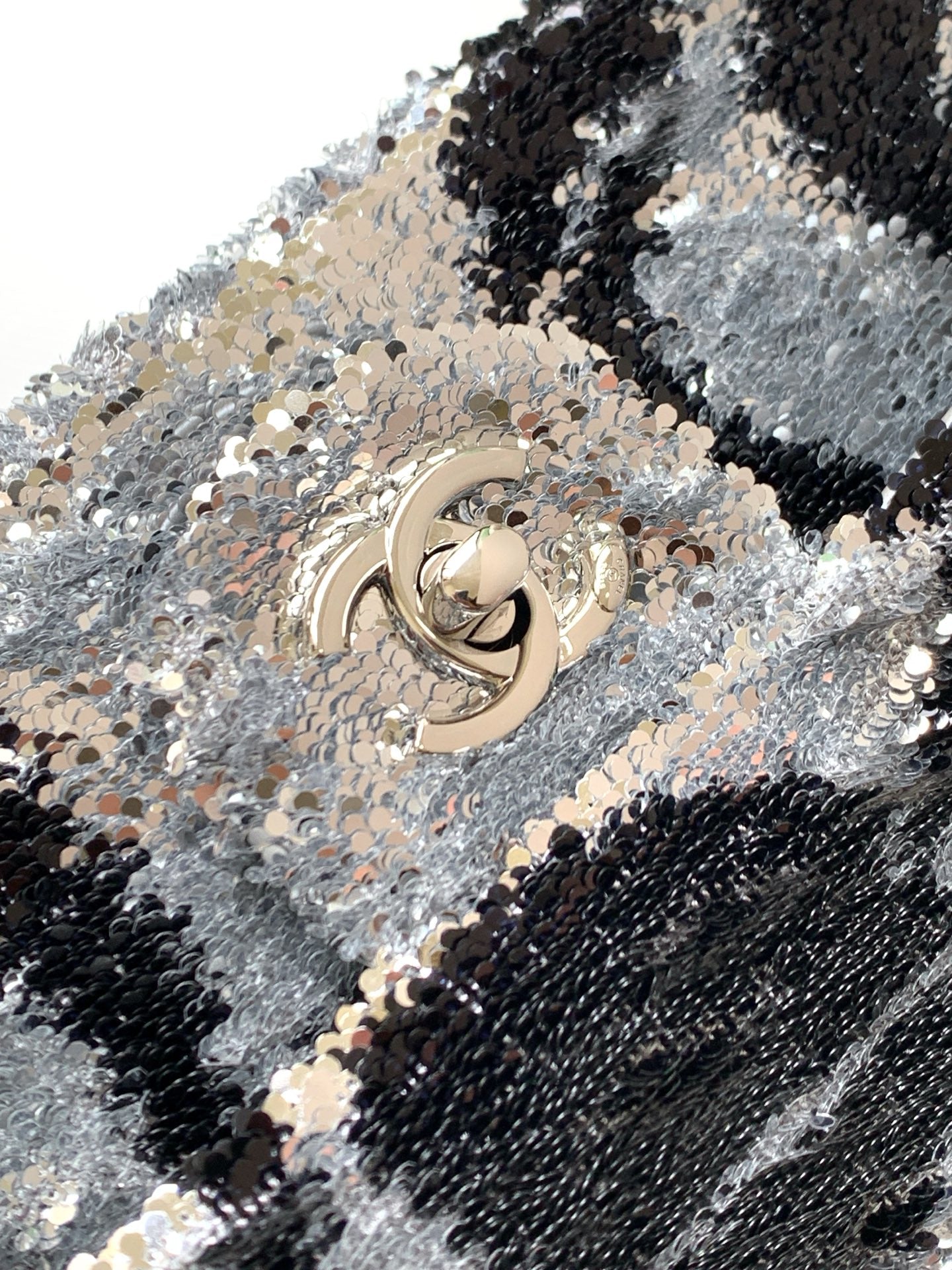 CC 2025 Flap Bag  Black Silver Sequin 298201