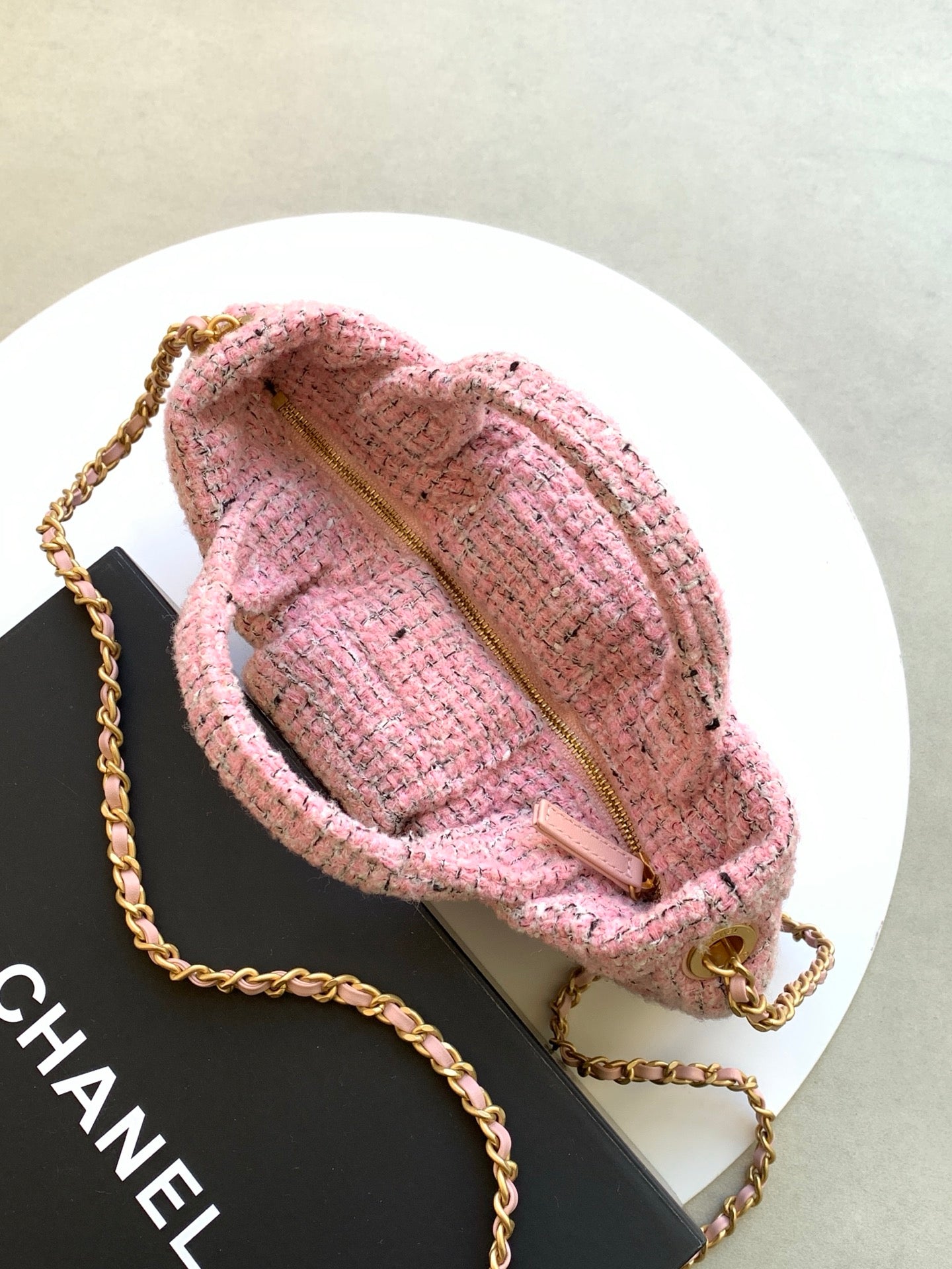 Chanel 2026 Bow Bag 26cm Pink Wool Fabric