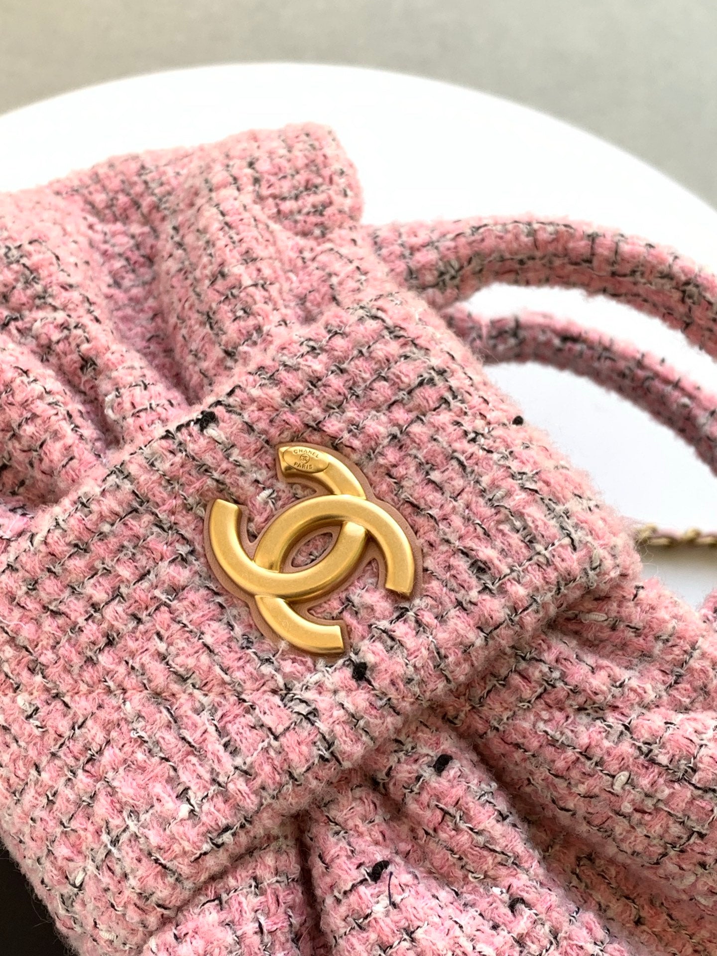 Chanel 2026 Bow Bag 26cm Pink Wool Fabric