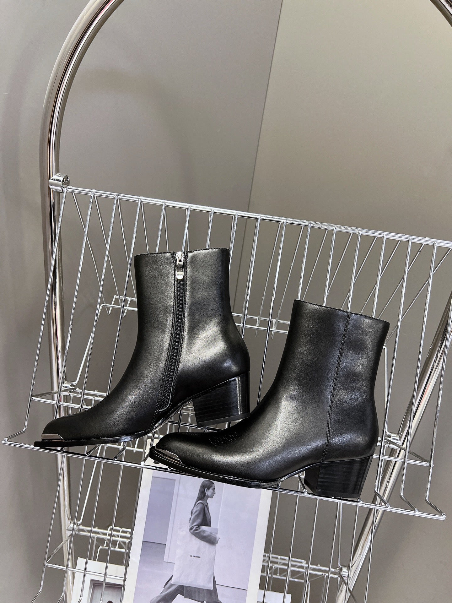 CELINE 25 Cowboy Boots Black Calfskin 434419
