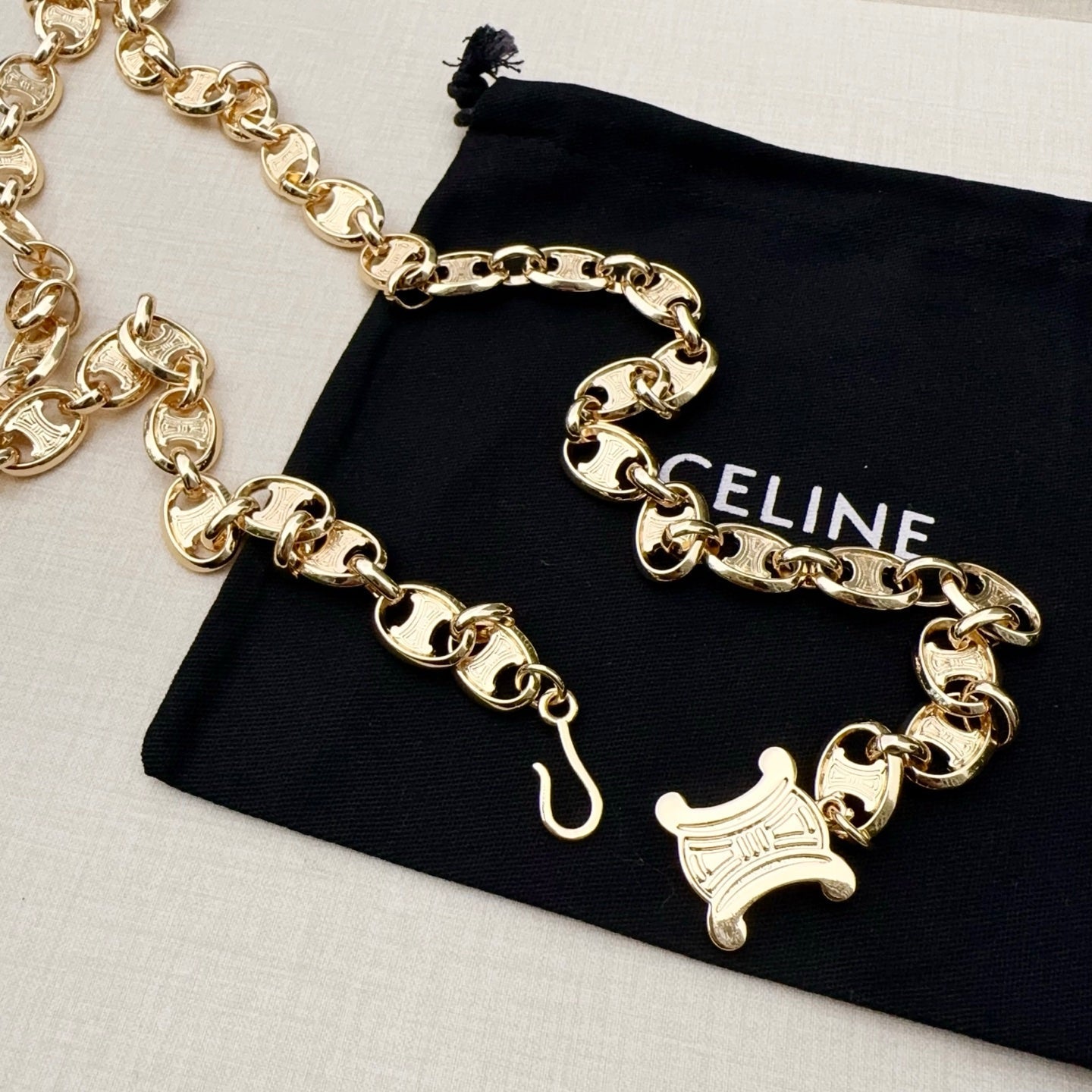 Celine 2026 Gold Metallic Belt