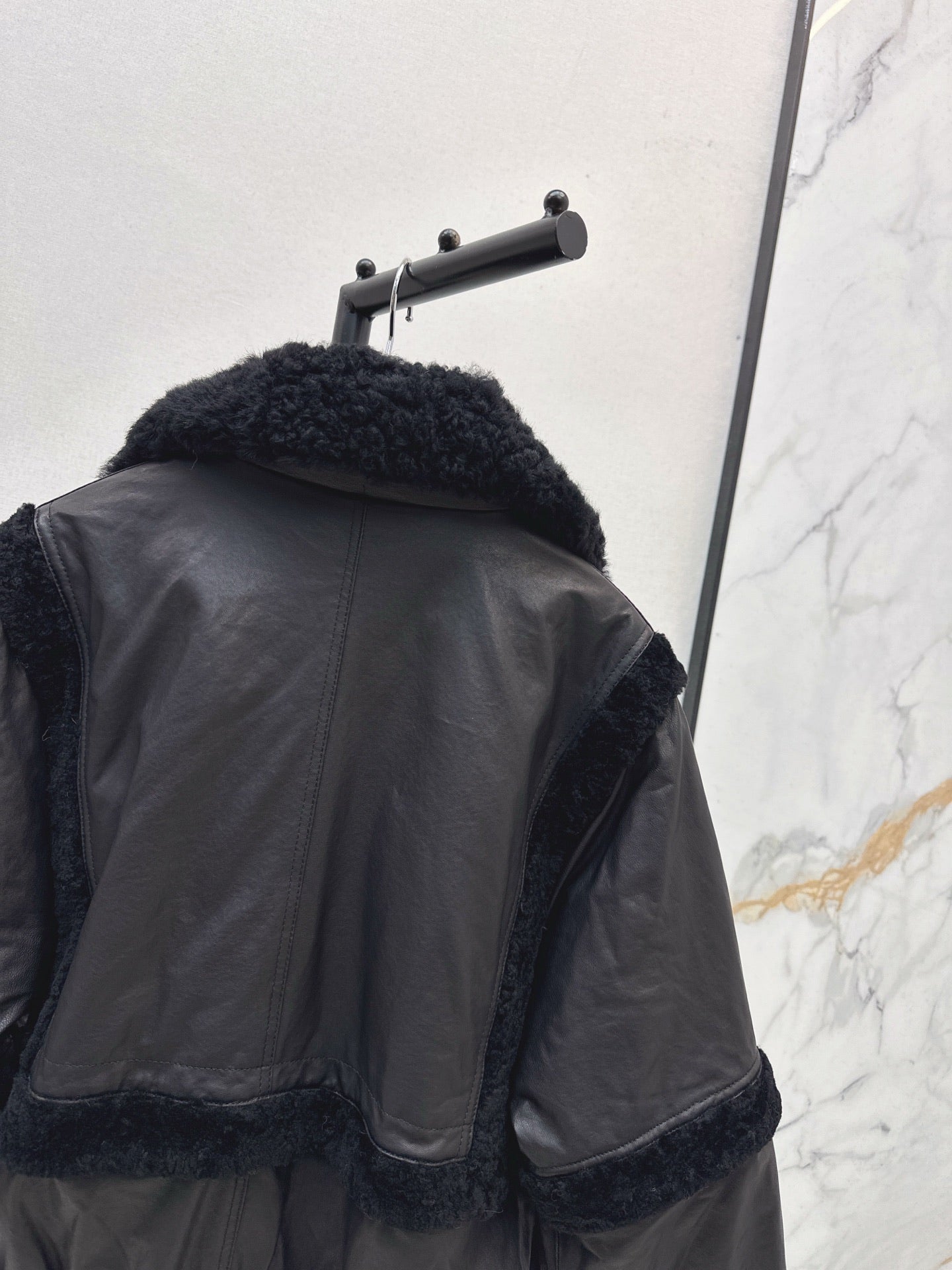 Burberry 25 Shearling-trimmed Bomber Jacket Black Fur Leather