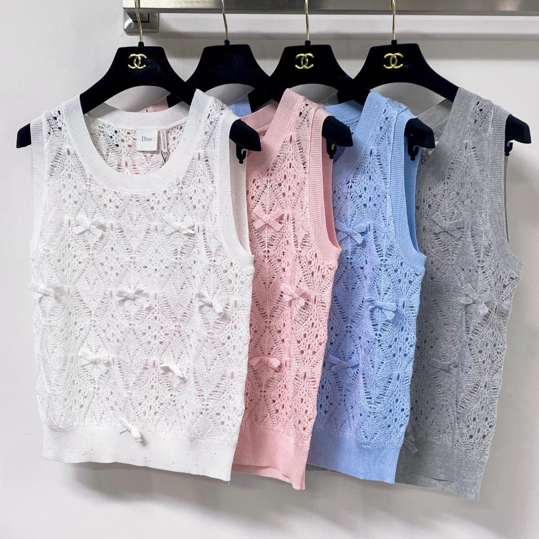 Dior 2026 Knit Vest Decorative Bow Pattern Cotton 479899