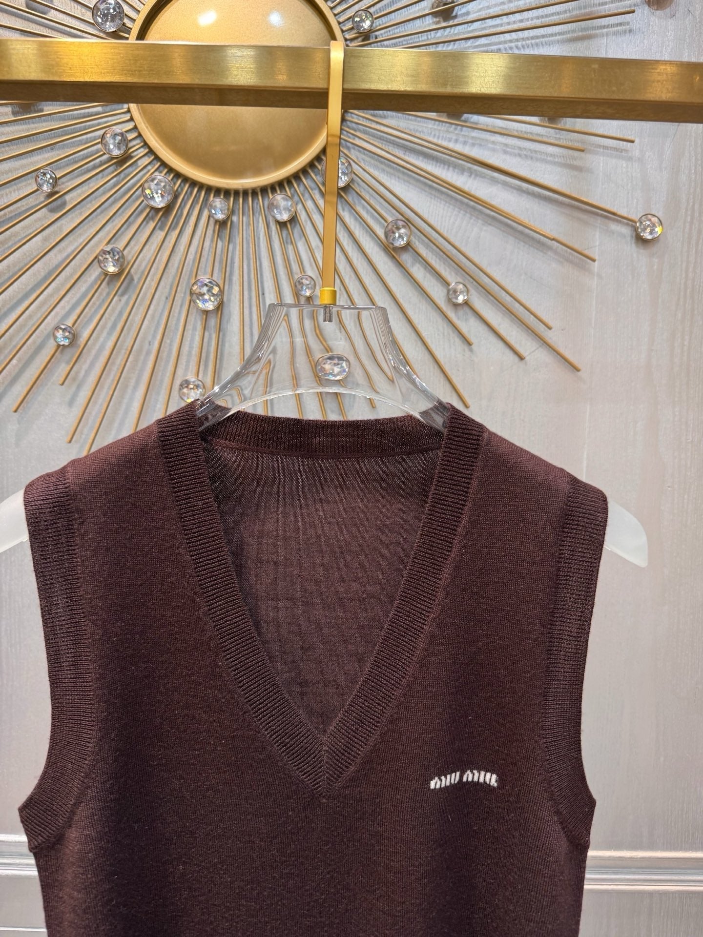 Miumiu 2026 Knit Vest  Coffee Brown Wool