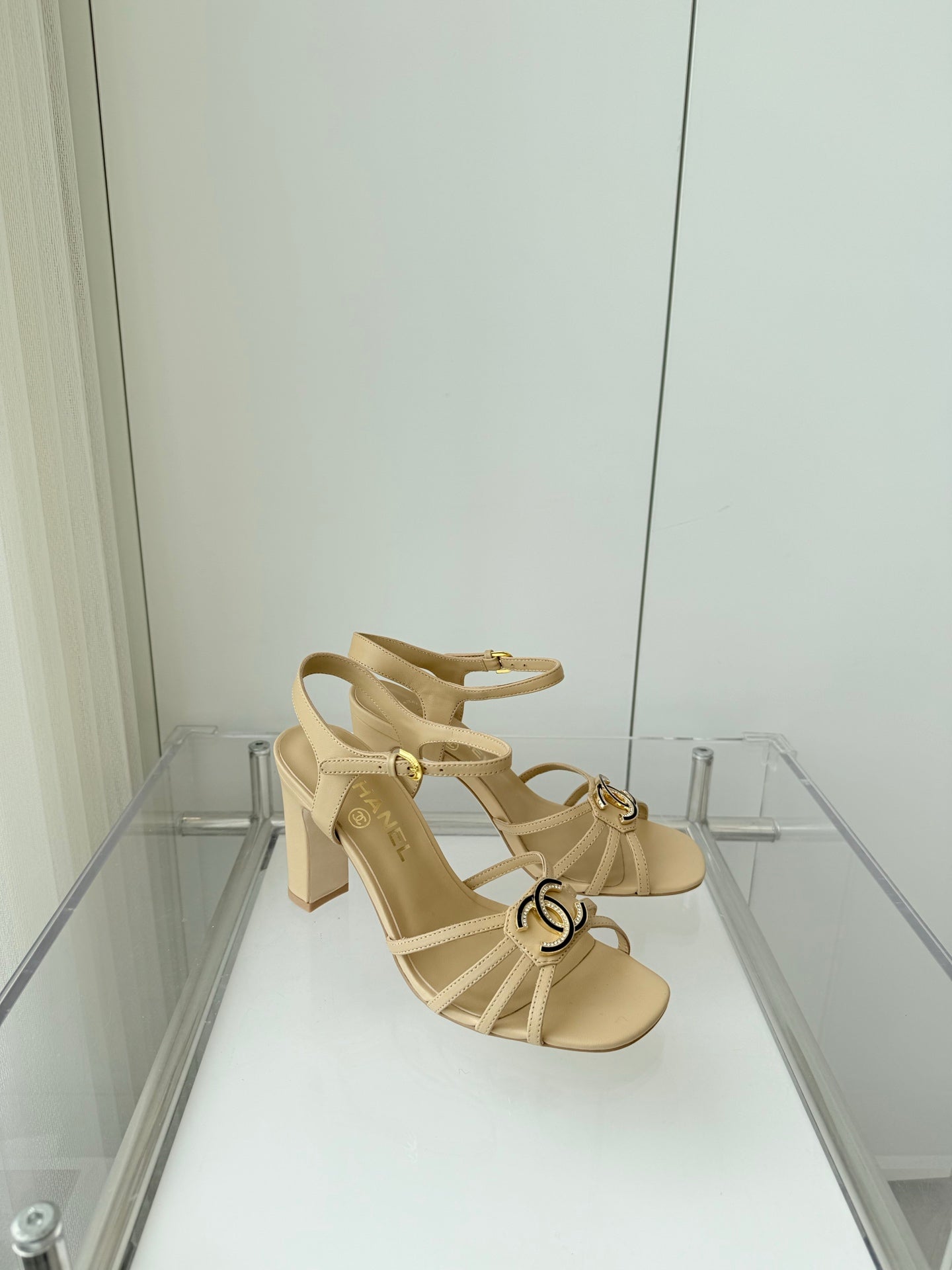 Chanel 2026 Slingback Square Heels 8.5cm Leather Sheepskin 823415