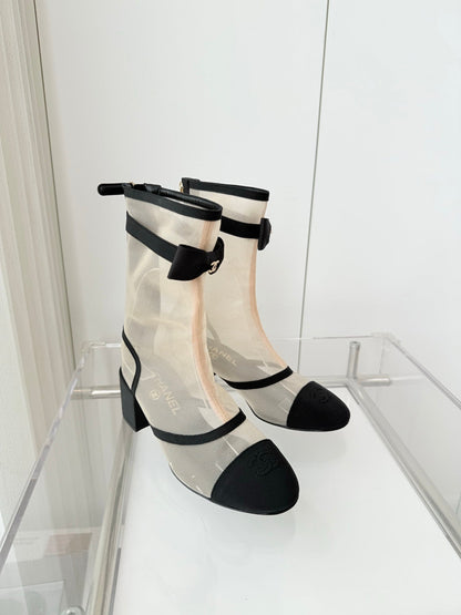 CC 25 Short Boot Beige Black Mesh Fabric 411469