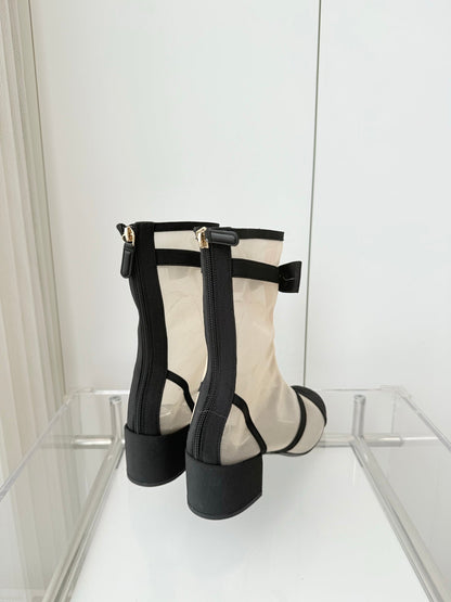 CC 25 Short Boot Beige Black Mesh Fabric 411469