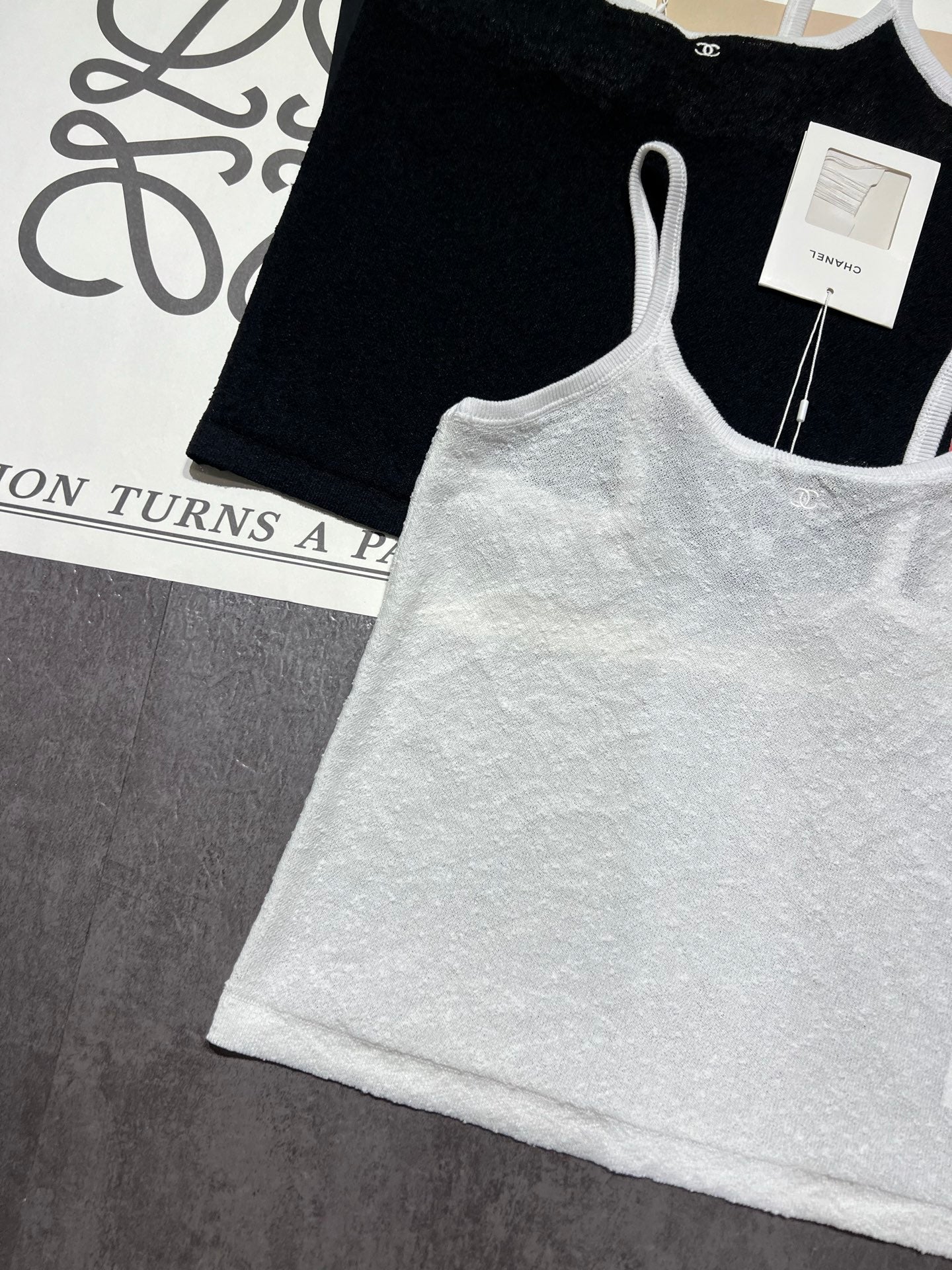 Chanel 2026 Camisole Black and White Cotton Linen