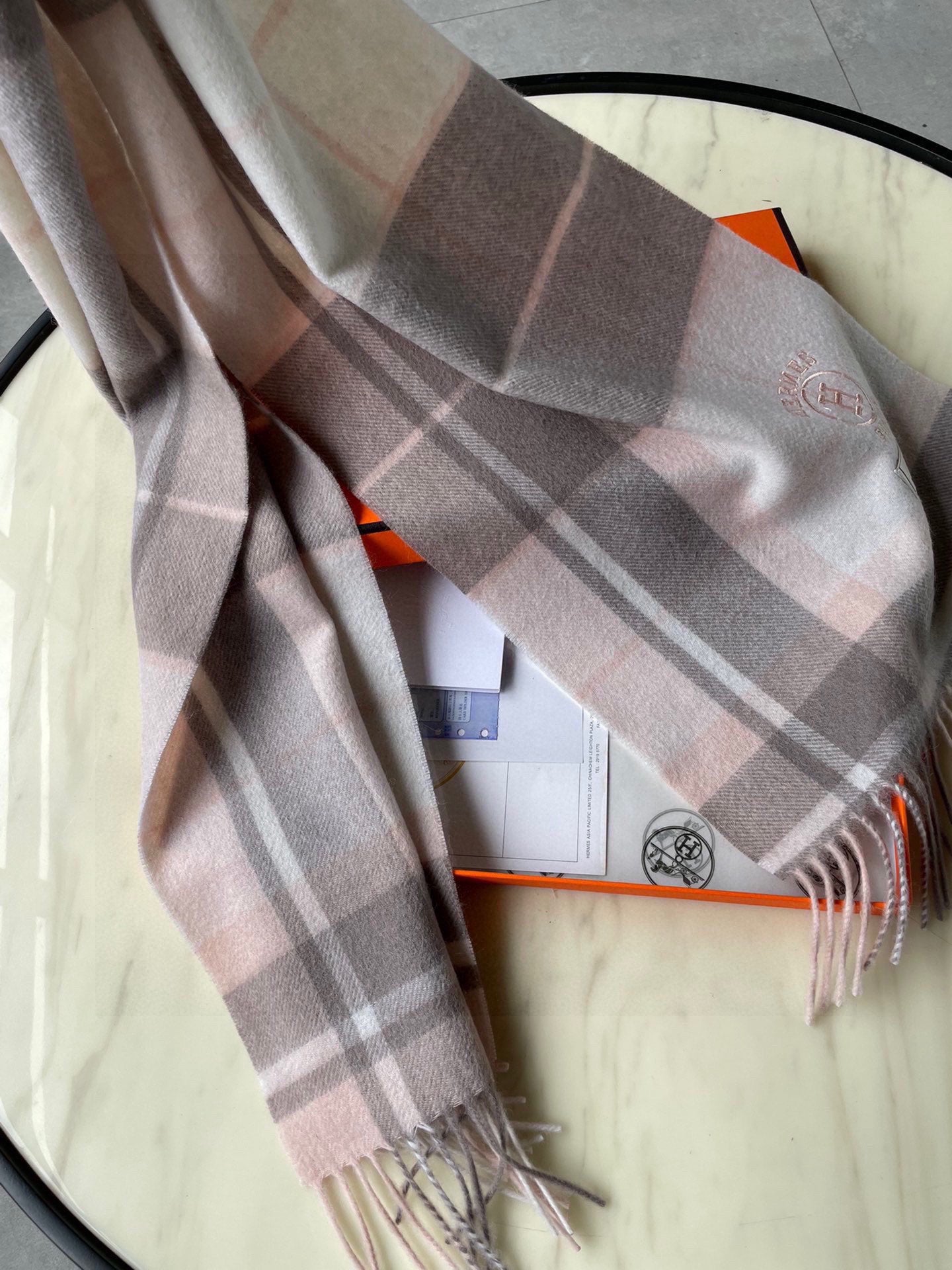 Scarf 180 CM In Light Grey White Mix Light Pink Caro Cashmere