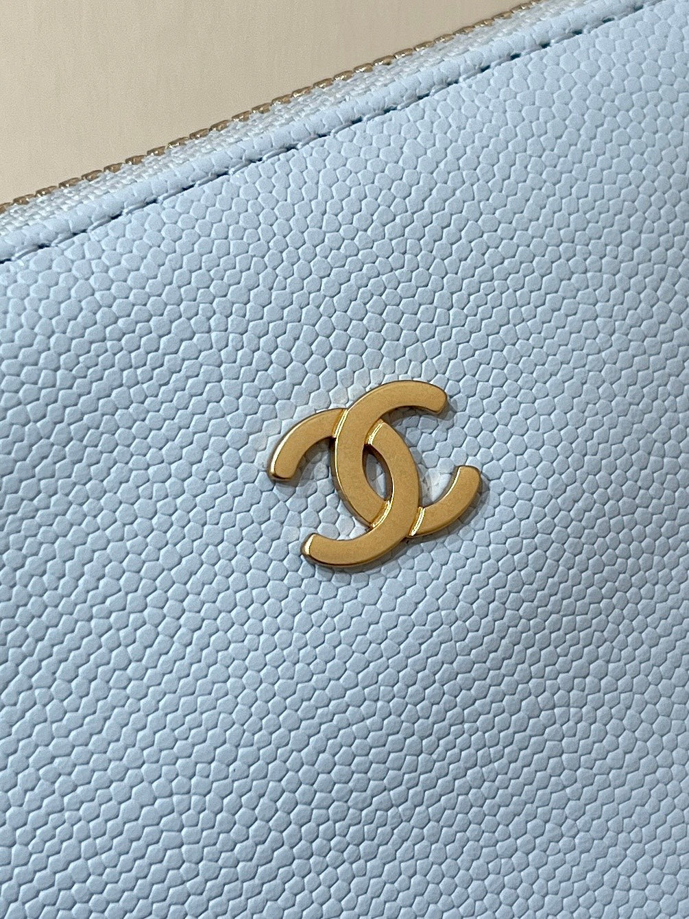 CC 24K Hobo 22 Bag Cloud Blue Grained Calfskin