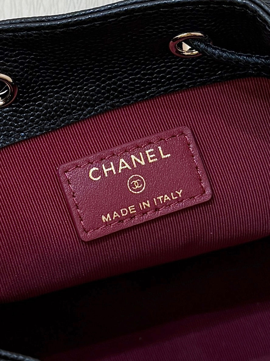 Chanel 2025 Mini Bucket Bag 15cm Black Calfskin 343052