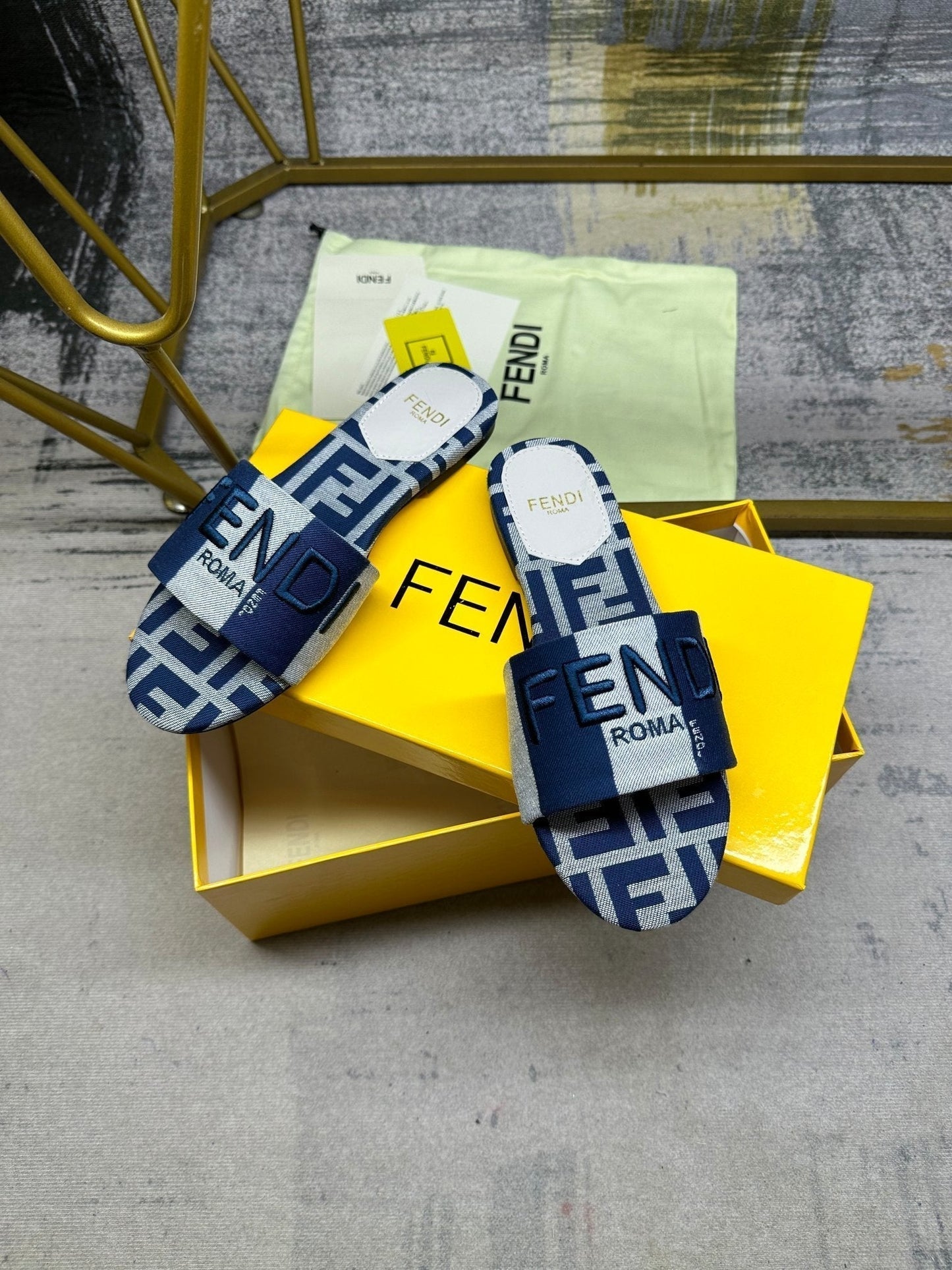 FF 5 Dark Blue Grey Canvas Slide