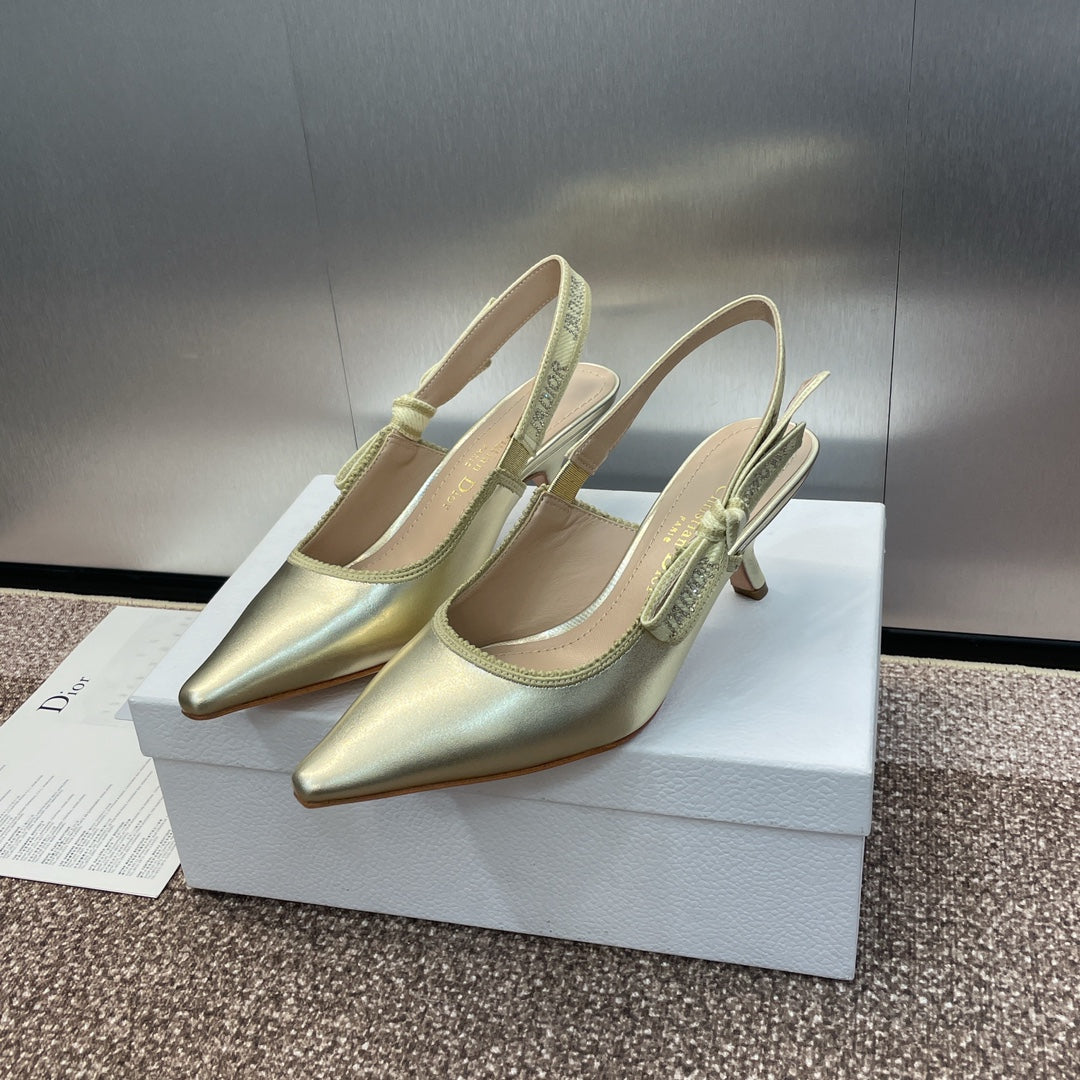 cd slingback pump 65 gold green cakfskin