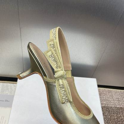 cd slingback pump 65 gold green cakfskin