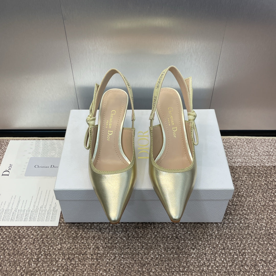 cd slingback pump 65 gold green cakfskin