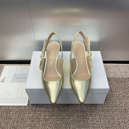 cd slingback pump 65 gold green cakfskin