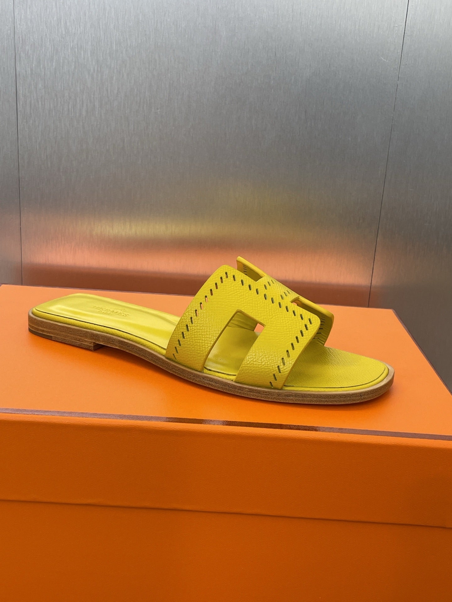 HM 25 Oran Sandal Yellow Perforate Epsom Leather