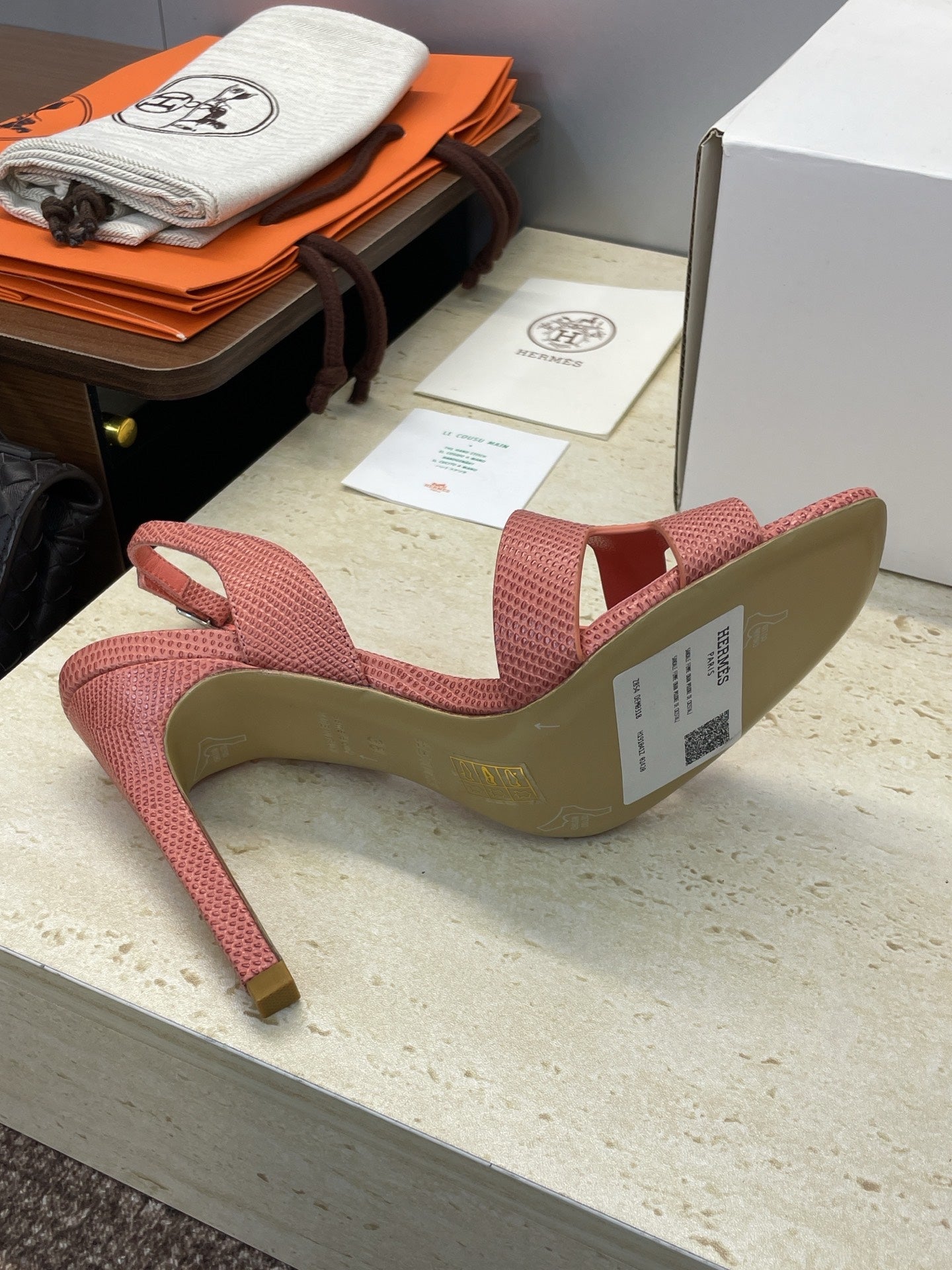HM 26ss High Heel Sandals 105 Soft Pink Cowhide 607110