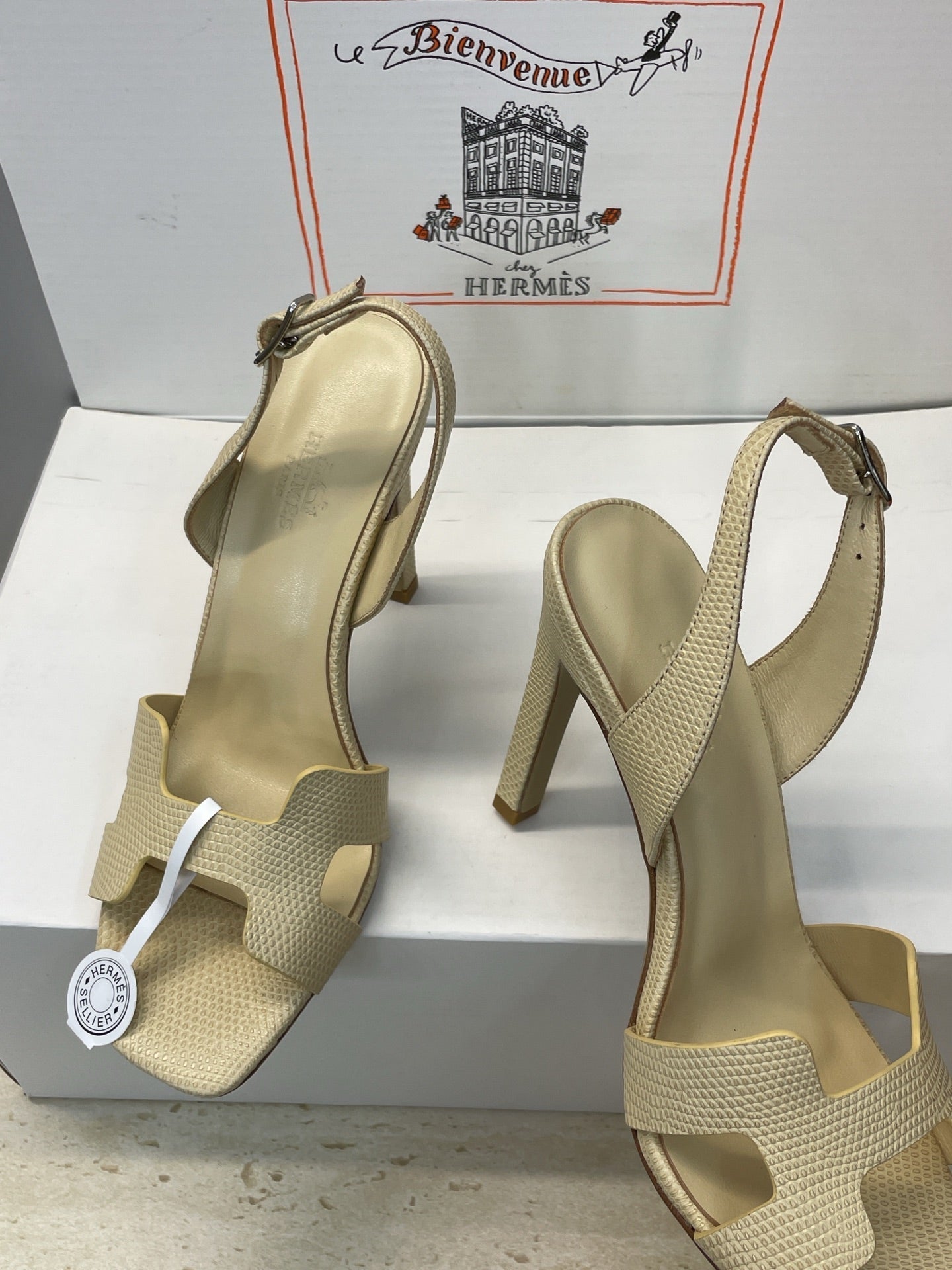 HM 26ss High Heel Sandals 105 Light Beige Cowhide 607114