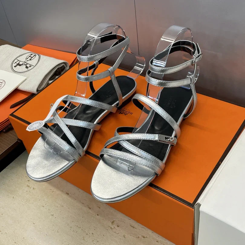 HM 26ss Kelly Silver Buckle Sandals Calfskin 607160