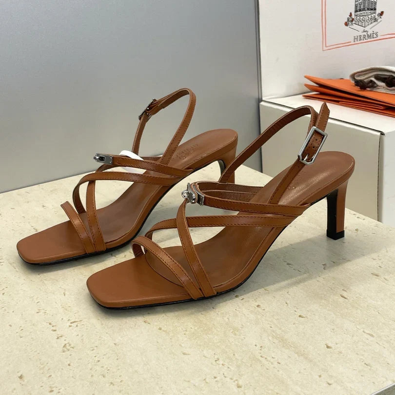 HM 26ss Kelly Silver Buckle Sandals Calfskin