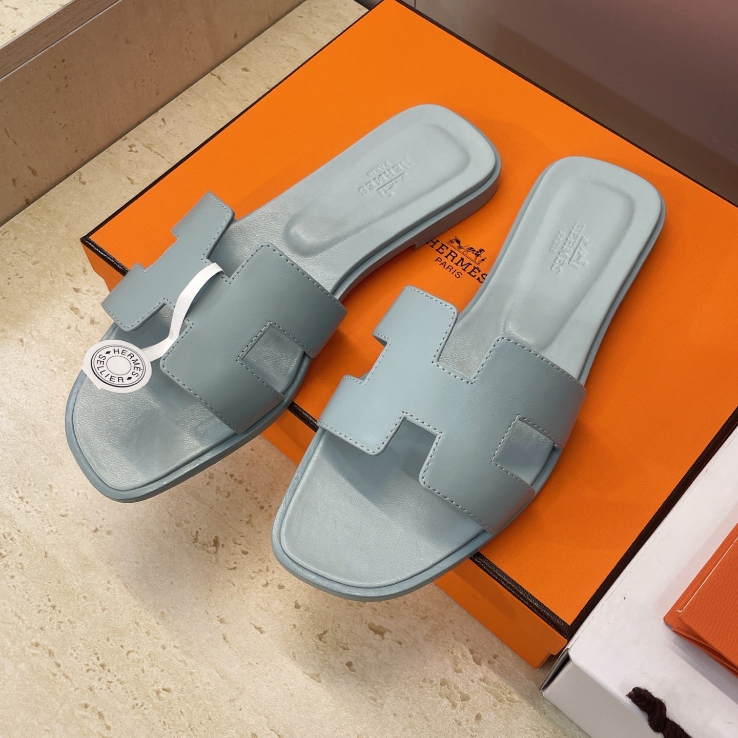 HM 26ss Oran Sandals Baby Blue Calfskin 607223