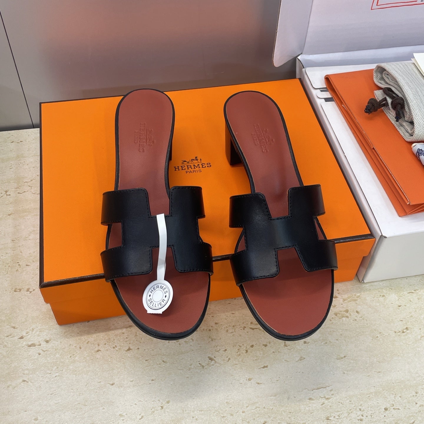 HM 26ss Oran Sandals 45 Brown Black Calfskin 607228