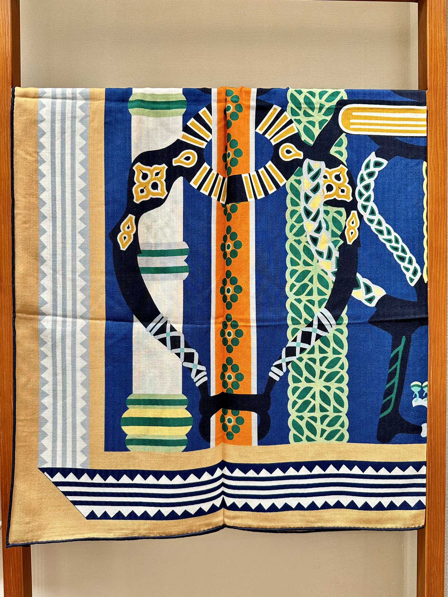 Square Scarf 140 CM Green Mix Blue Colorful Silk