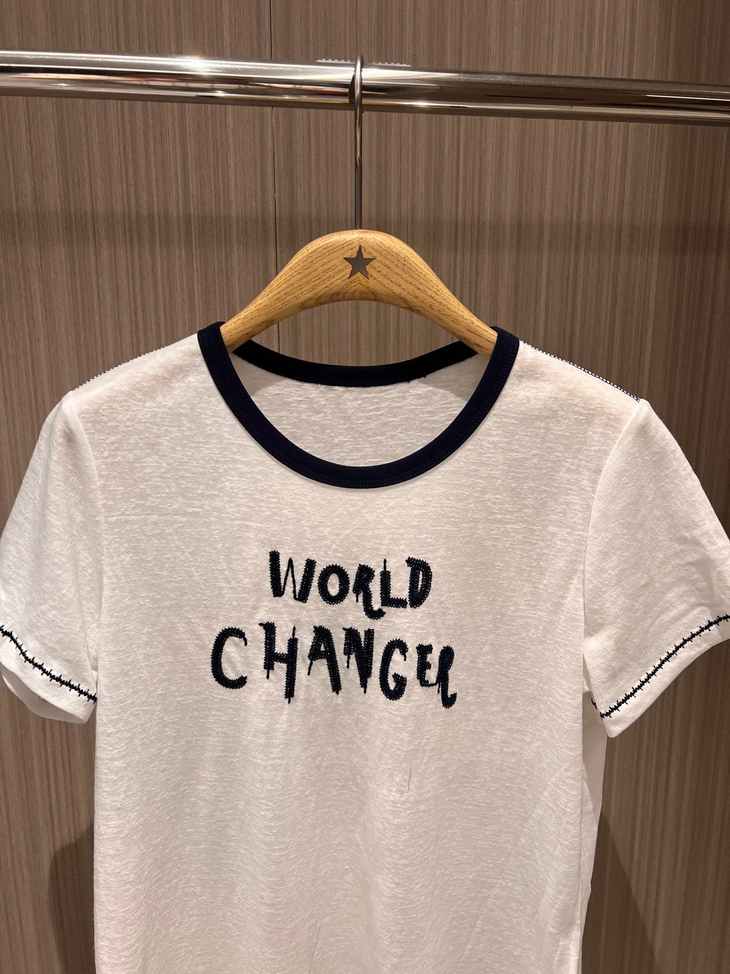 CC  Embroidered Collared T-shirt Cotton