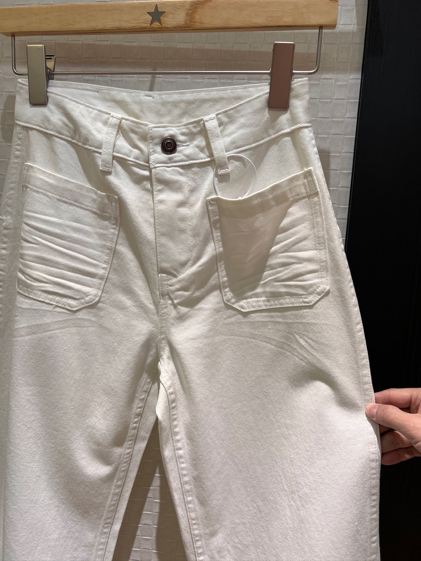 CD Straight Wide-leg Pants White Cotton