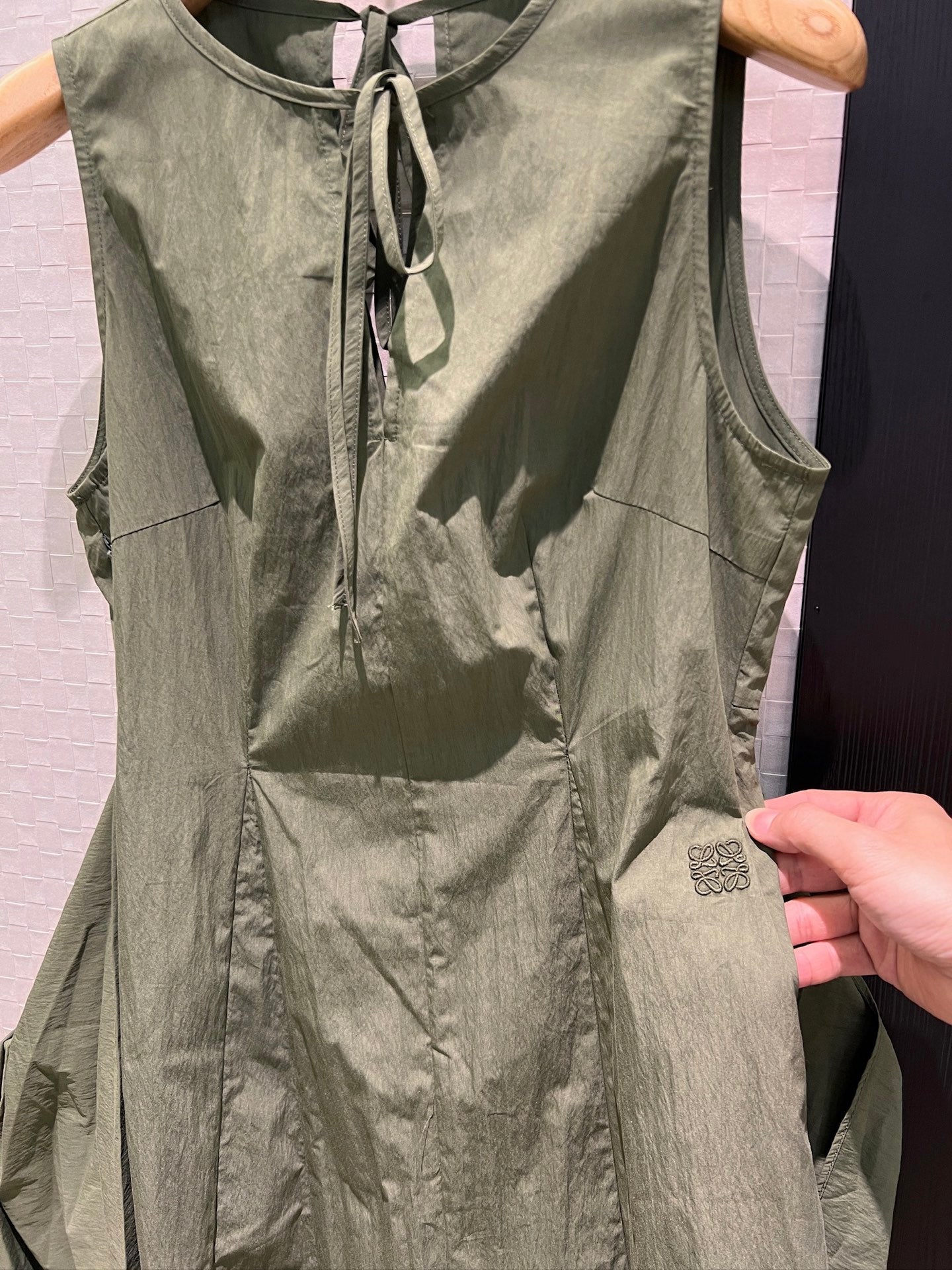 Loewe  Lace-up Vest Dress Green Cotton