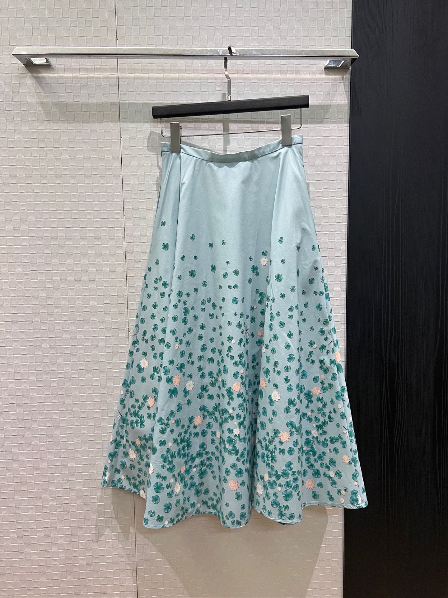 Dior 2026 Bow Ruffled Lotus Flower Skirt Blue Cotton
