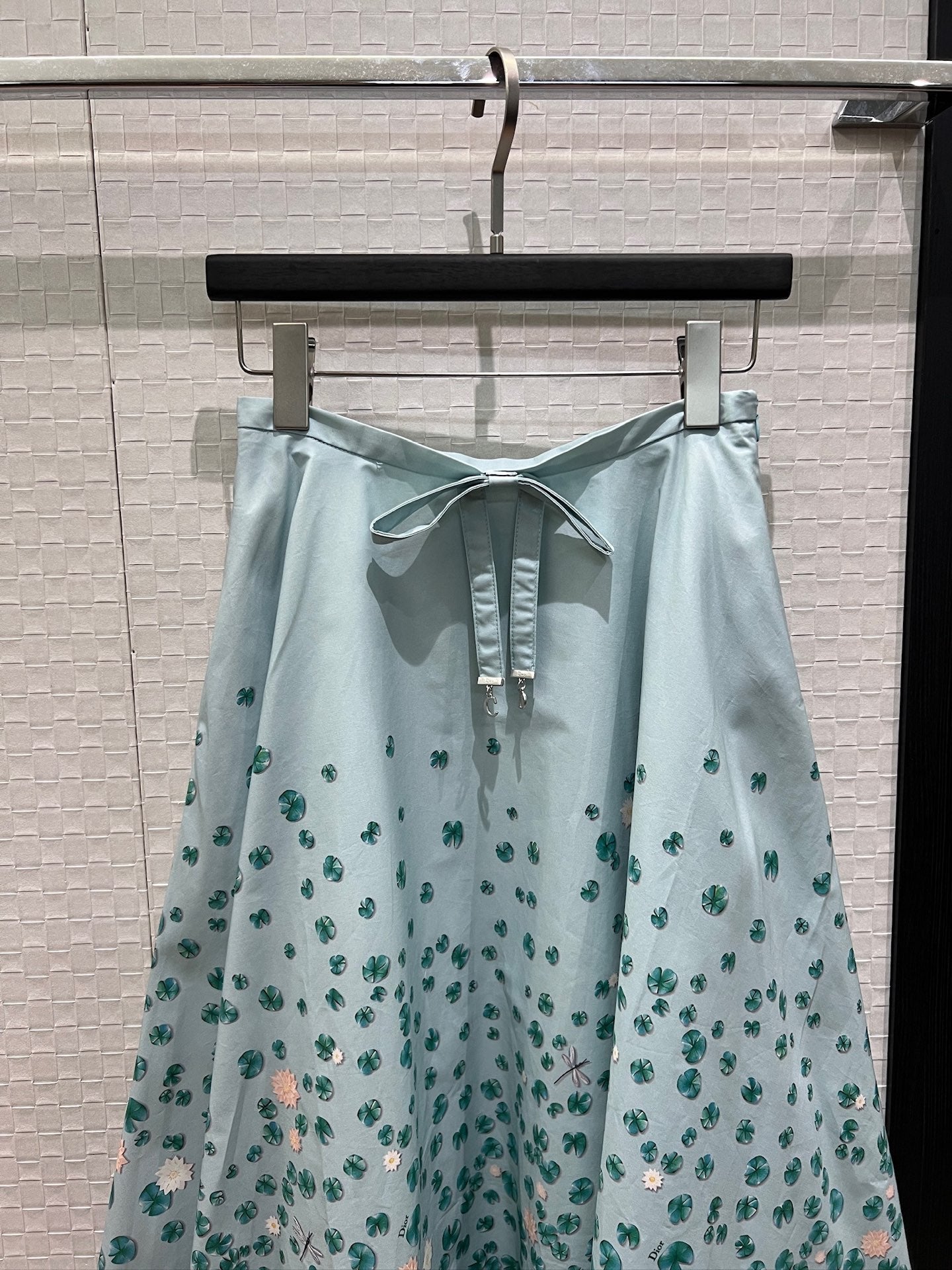Dior 2026 Bow Ruffled Lotus Flower Skirt Blue Cotton
