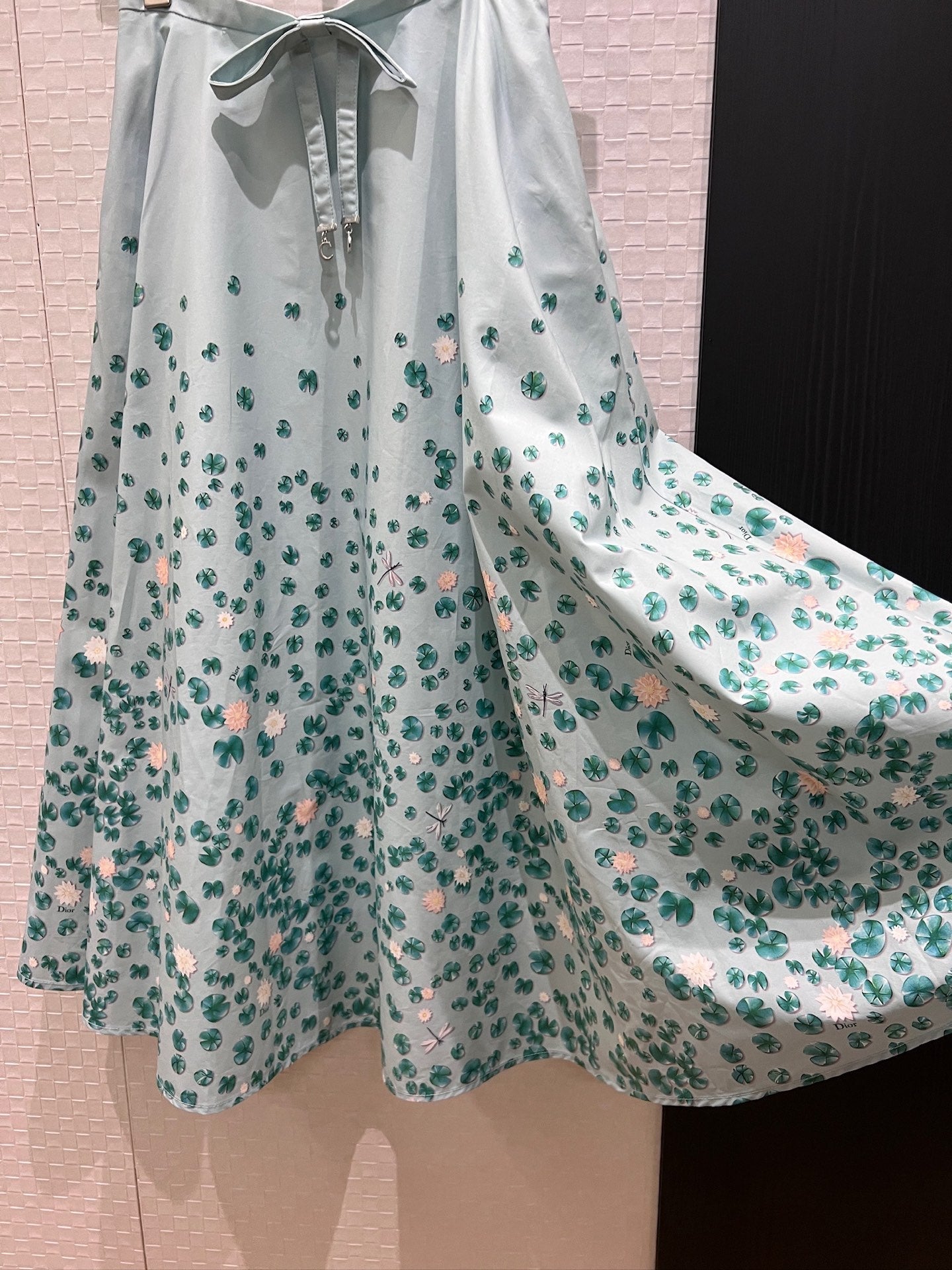 Dior 2026 Bow Ruffled Lotus Flower Skirt Blue Cotton