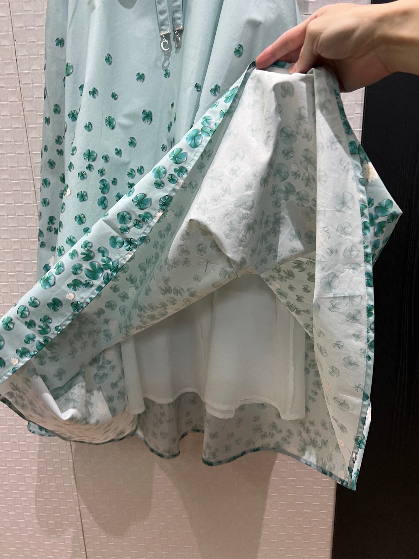 Dior 2026 Bow Ruffled Lotus Flower Skirt Blue Cotton
