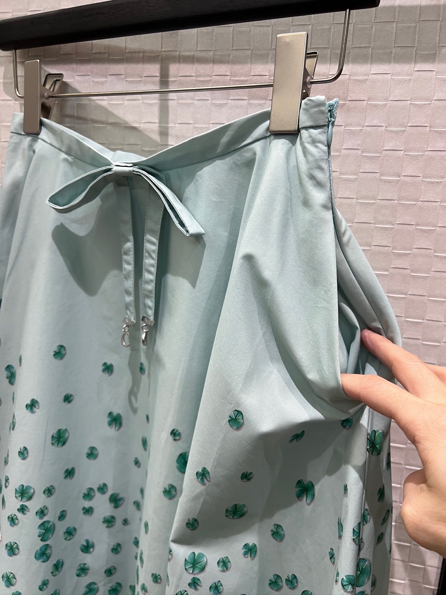 Dior 2026 Bow Ruffled Lotus Flower Skirt Blue Cotton